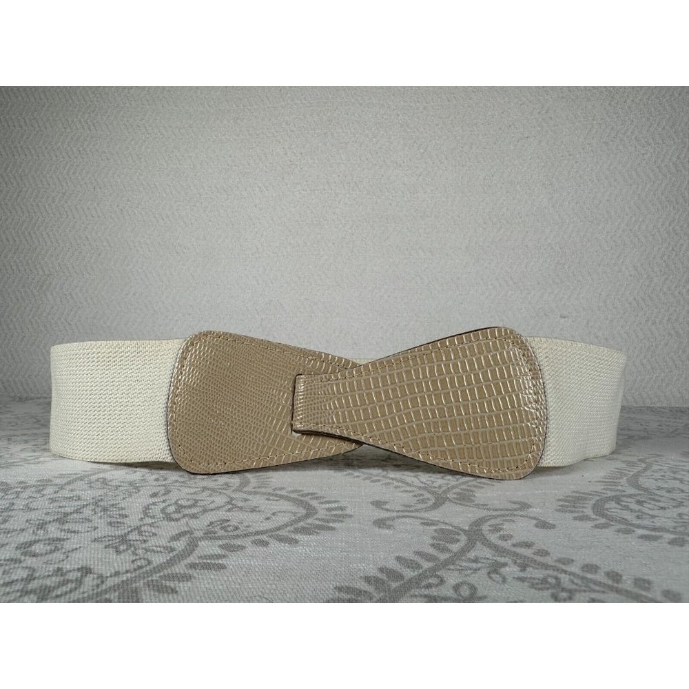 Vintage Statement Belt Womens 80s 90s Beige Waist Elastic Stretch Retro Chic‎